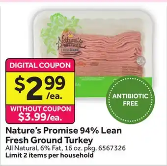 Stop&Shop Nature's Promise 94% Lean Fresh Ground Turkey offer