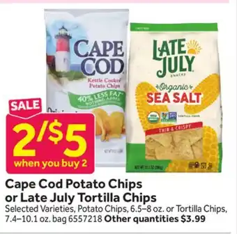 Stop&Shop Cape Cod Potato Chips or Late July Tortilla Chips offer