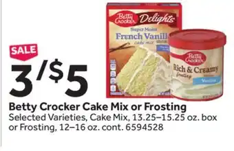 Stop&Shop Betty Crocker Cake Mix or Frosting offer