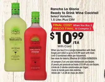 Ralphs Rancho La Gloria Ready to Drink Wine Cocktail offer