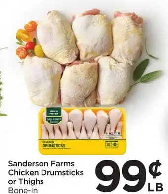 Food 4 Less Sanderson Farms Chicken Drumsticks or Thighs offer