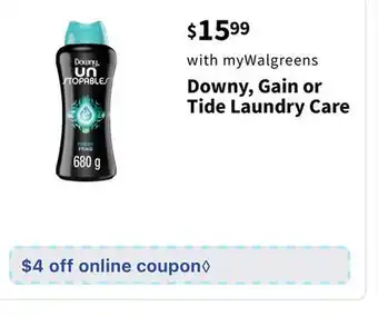 Walgreens Downy, Gain or Tide Laundry Care offer