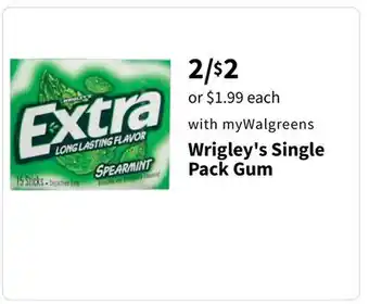 Walgreens Wrigley's Single Pack Gum offer