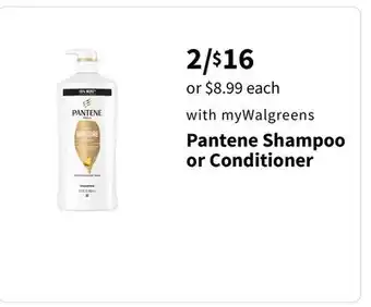 Walgreens Pantene Shampoo or Conditioner offer