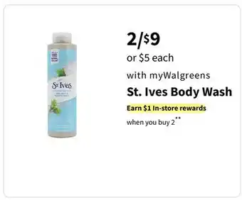 Walgreens St. Ives Body Wash offer