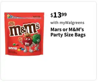 Walgreens Mars or M&M's Party Size Bags offer