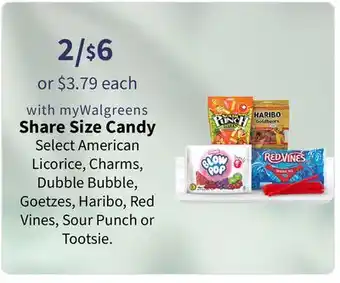 Walgreens Share Size Candy offer