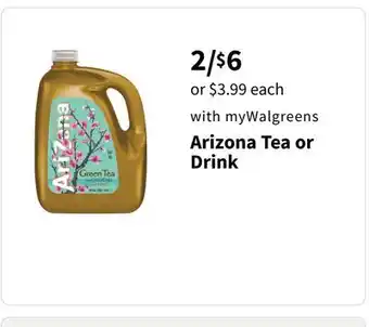 Walgreens Arizona Tea or Drink offer