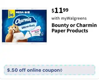 Walgreens Bounty or Charmin Paper Products offer