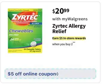 Walgreens Zyrtec Allergy Relief offer