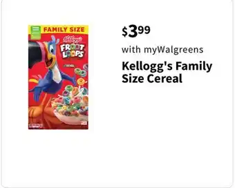 Walgreens Kellogg's Family Size Cereal offer