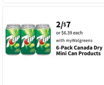 Walgreens 6-Pack Canada Dry Mini Can Products offer