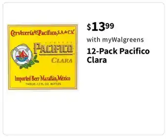 Walgreens 12-Pack Pacifico Clara offer