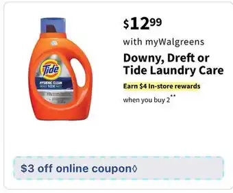 Walgreens Downy, Dreft or Tide Laundry Care offer