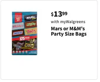 Walgreens Mars or M & M' s Party Size Bags offer