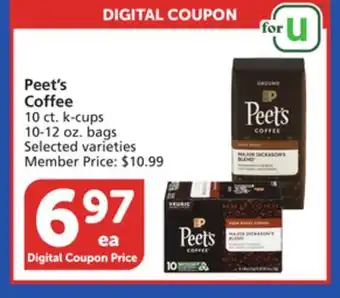 Vons Peet's Coffee 10 ct. k-cups 10-12 oz. bags offer