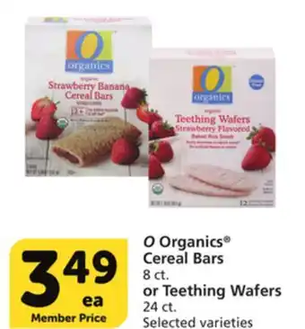 Vons O Organics Cereal Bars 8 ct. or Teething Wafers 24 ct offer