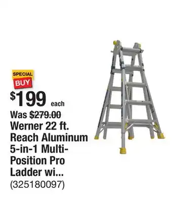 The Home Depot Werner 22 ft. Reach Aluminum 5-in-1 Multi-Position Pro Ladder with Built-in Leveling 375 lbs. Load Capacity Type IAA Duty offer