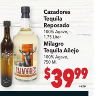 Vallarta Supermarkets Cazadores Tequila Reposado offer