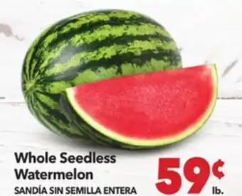 Vallarta Supermarkets Whole Seedless Watermelon/SANDÍA SIN SEMILLA ENTERA offer