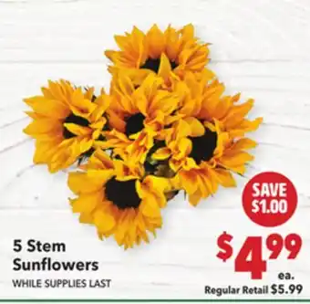 Vallarta Supermarkets 5 Stem Sunflowers offer