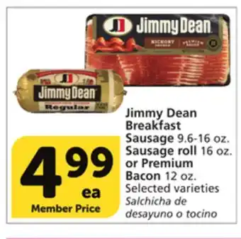 Albertsons Jimmy Dean Breakfast Sausage 9.6-16 oz. Sausage roll 16 oz. or Premium Bacon 12 oz offer