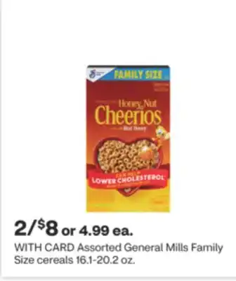 CVS Assorted General Mills Family Size cereals 16.1-20.2 oz offer