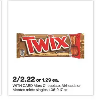 CVS Mars Chocolate, Airheads or Mentos mints singles 1.08-2.17 oz offer