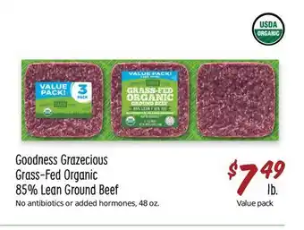 Sprouts Farmers Market Goodness Grazecious Grass-Fed Organic 85% Lean Ground Beef offer