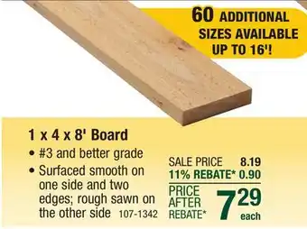 Menards 1 x 4 x 8' Red Cedar Board offer