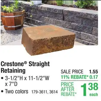 Menards 3-1/2 x 11-1/2 Quarry Gray Crestone Straight Retaining Wall Block offer