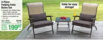 Menards Backyard Creations Brown 3-Piece Folding Patio Bistro Set with Brown Cushions offer