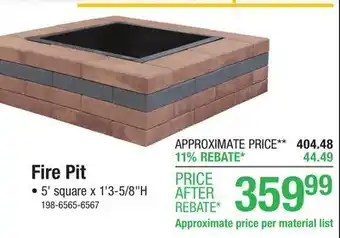 Menards Bentley Fire Pit Project Material List offer