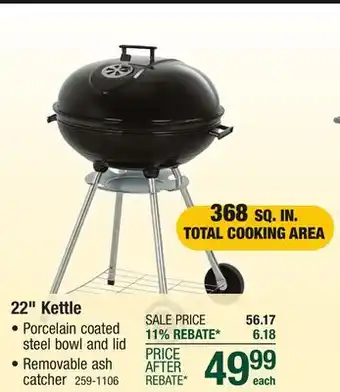 Menards 22 Kettle Charcoal Grill offer