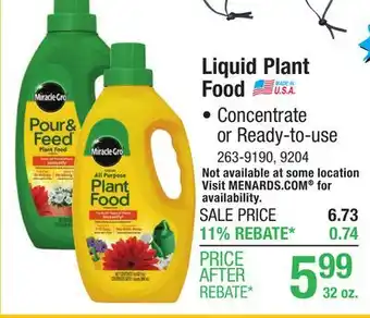 Menards Miracle-Gro Pour & Feed Ready-to-Use Liquid Plant Food - 32 oz offer