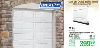 Menards Ideal Door Traditional 9' x 7' White Non-Insulated Garage Door offer