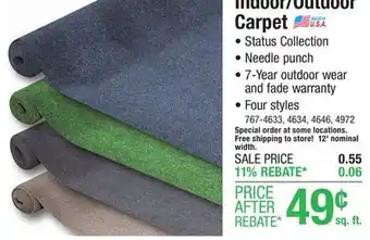 Menards Foss Status Charcoal Gray Indoor/Outdoor Carpet 12ft. Wide offer