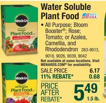 Menards Miracle-Gro Water Soluble All Purpose Plant Food - 1.5 lb offer