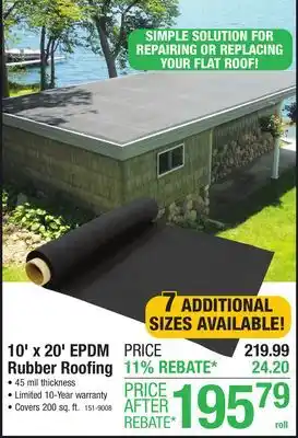 Menards 10' x 20' EPDM Rubber Roofing - 45 mil offer