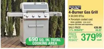 Menards Monument ClearView Mesa 4-Burner Propane Gas Grill offer