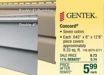 Menards Concord Double 4 x 12' 6 Pebble Vinyl Siding offer