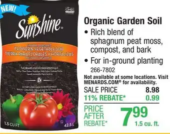 Menards Sunshine Natural and Organic Garden Soil - 1.5 cu. ft offer