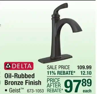 Menards Delta Geist One Handle 4 Oil-Rubbed Bronze Bathroom Faucet offer