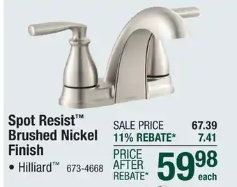 Menards Moen Hilliard Two-Handle 4 Centerset Spot Resist Brushed Nickel Bathroom Faucet offer