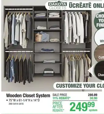 Menards Dakota Closets 75W x 61-1/4H x 14D Charcoal Closet System offer