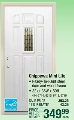 Menards Mastercraft Chippewa 32W x 80H Primed Steel Mini Lite Exterior Door System - Right Inswing offer