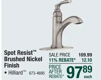 Menards Moen Hilliard One-Handle Spot Resist Brushed Nickel Bathroom Faucet offer