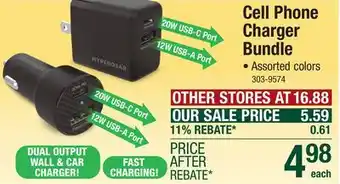 Menards Hypergear 20-Watt Dual Output Wall + Car Charger Bundle - Assorted Colors offer