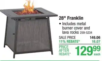 Menards Backyard Creations Franklin Propane Gas Fire Pit Table offer