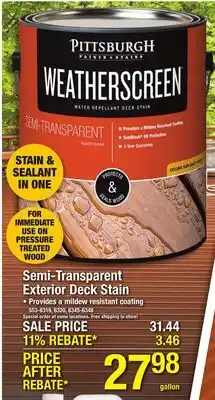 Menards Pittsburgh Paints & Stains Weatherscreen Naturaltone Redwood Low-VOC Semi-Transparent Deck & Siding Stain - 1 gal offer
